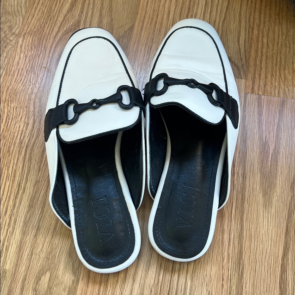White and Black Slip-On Loafers - Picture 3 of 5